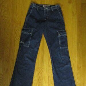 SILVER BOY'S SIZE 27 x 33 JEANS MED BLUE SLUB DENIM CARGO PANTS WORK FARM
